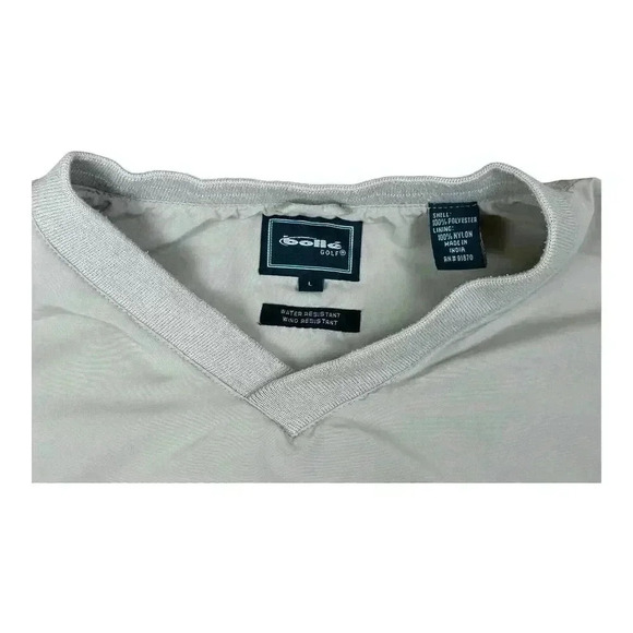 BOLLE Golf Windbreaker Pullover Mens LARGE Beige Khaki Waterproof Nylon V Neck - Picture 12 of 14